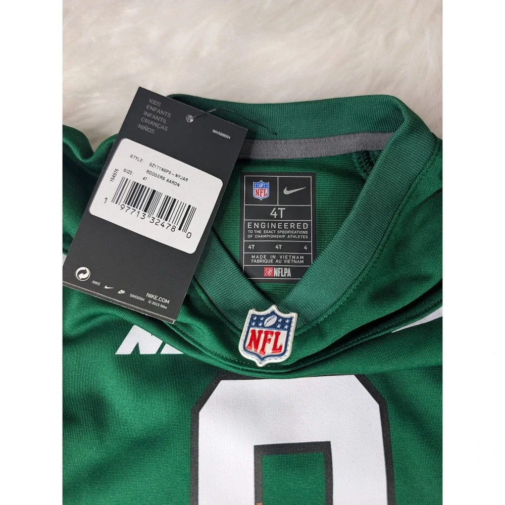 Nike New York Jets Jersey Kids 4T Green Aaron Rodgers 8 NFL Football New